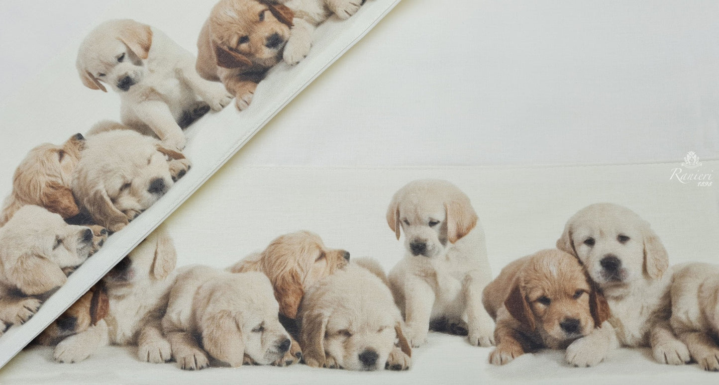 Coppia Lenzuola 1 posto Cucciolosi CAGNOLINI in cotone collezione Firenze