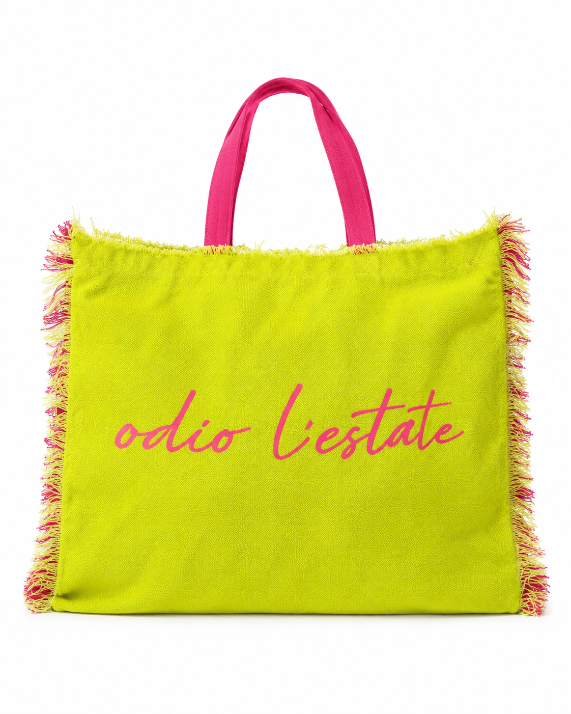 Borsa mare "Odio l'Estate" colorata in cotone con frange – Color Life – CL-B01