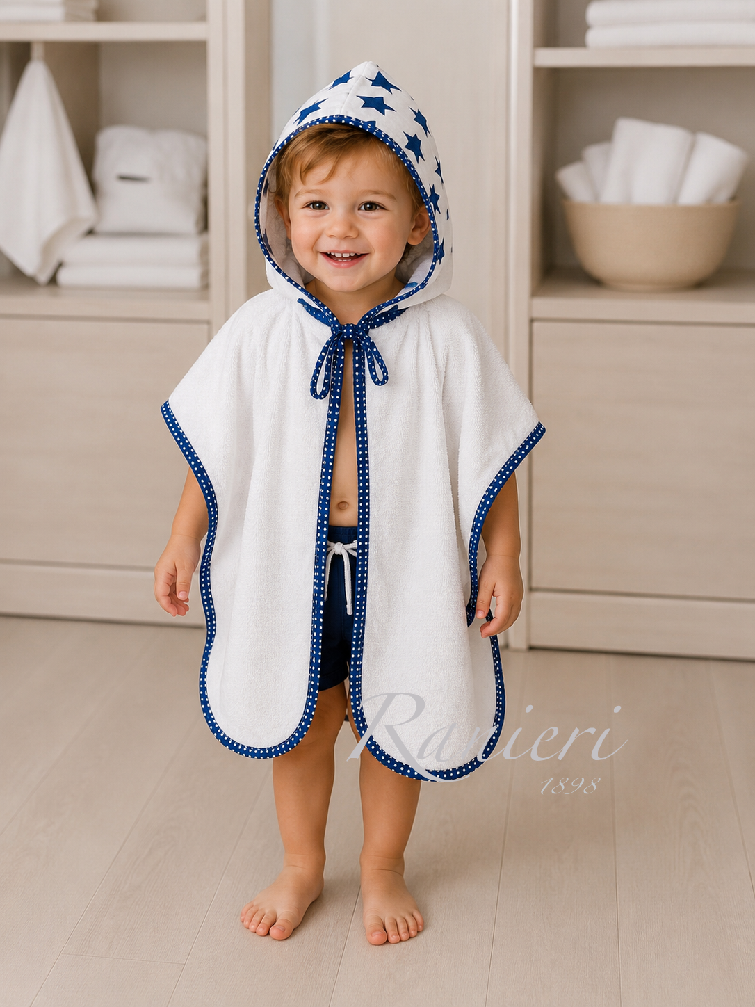 Poncho Bambino in Spugna con Cappuccio a Fantasia Personalizzabile – Burgassi