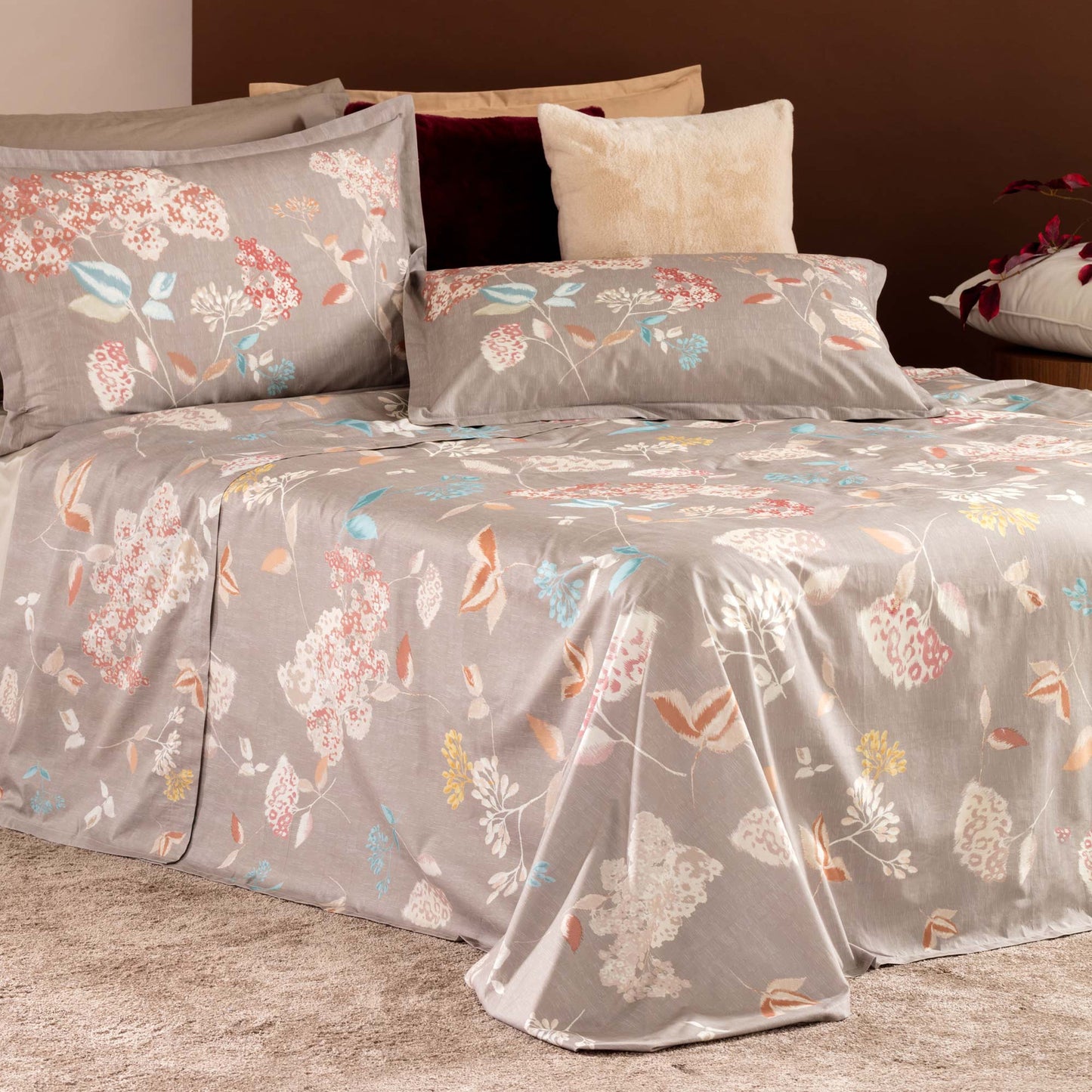 Completo Lenzuolo Copriletto 2 posti In Percalle IKEBANA RIVIERA