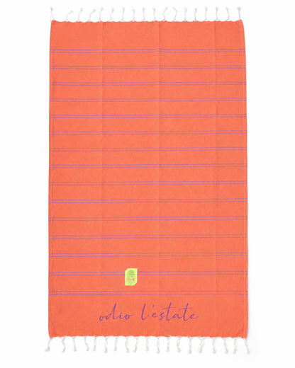 Telo mare fouta “Odio l’Estate” con piccole righe