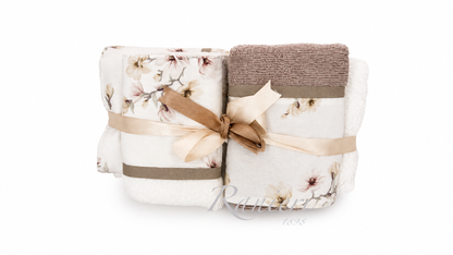 Set Asciugamani 2+2 in Spugna Fantasia Magnolia – Chiara Fedi