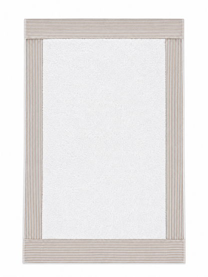 Telo Fasciatoio Tessuti d’Amore con Fascia Righe Tortora a Fantasia 4 Lati Personalizzabile - 100x75 cm