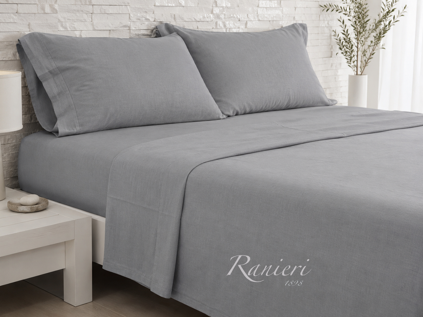 Completo Letto Matrimoniale Art Lynne in 100% Puro Lino - Rebecca Home - Vari colori