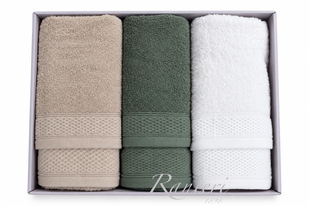 Completo Asciugamani Personalizzabile 3+3 Rebecca Home Art. Loren Strabattuto – 100% Cotone Made in Italy