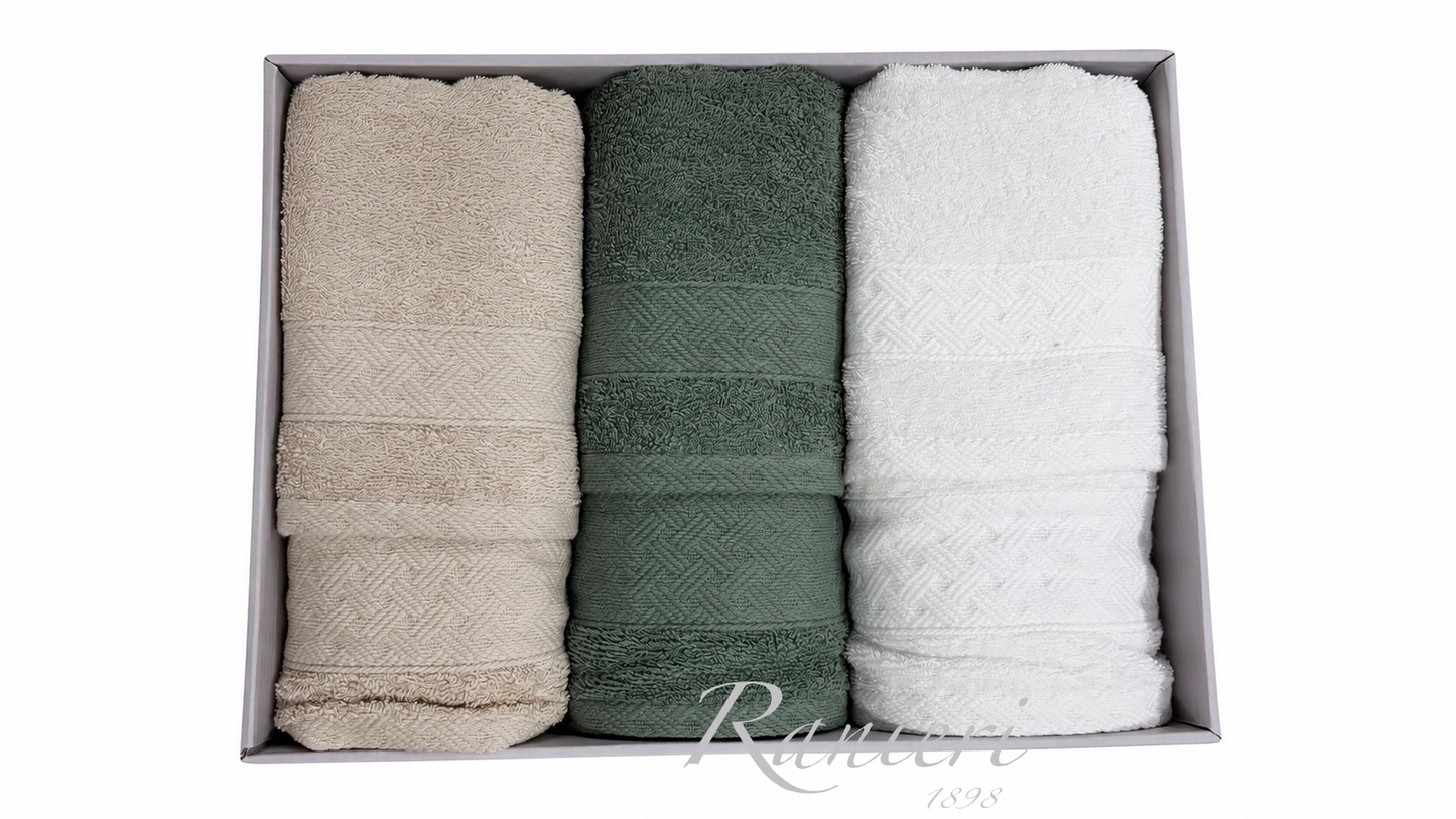 Completo Asciugamani Personalizzabile 3+3 Rebecca Home Art. Loren Treccia – 100% Cotone Made in Italy