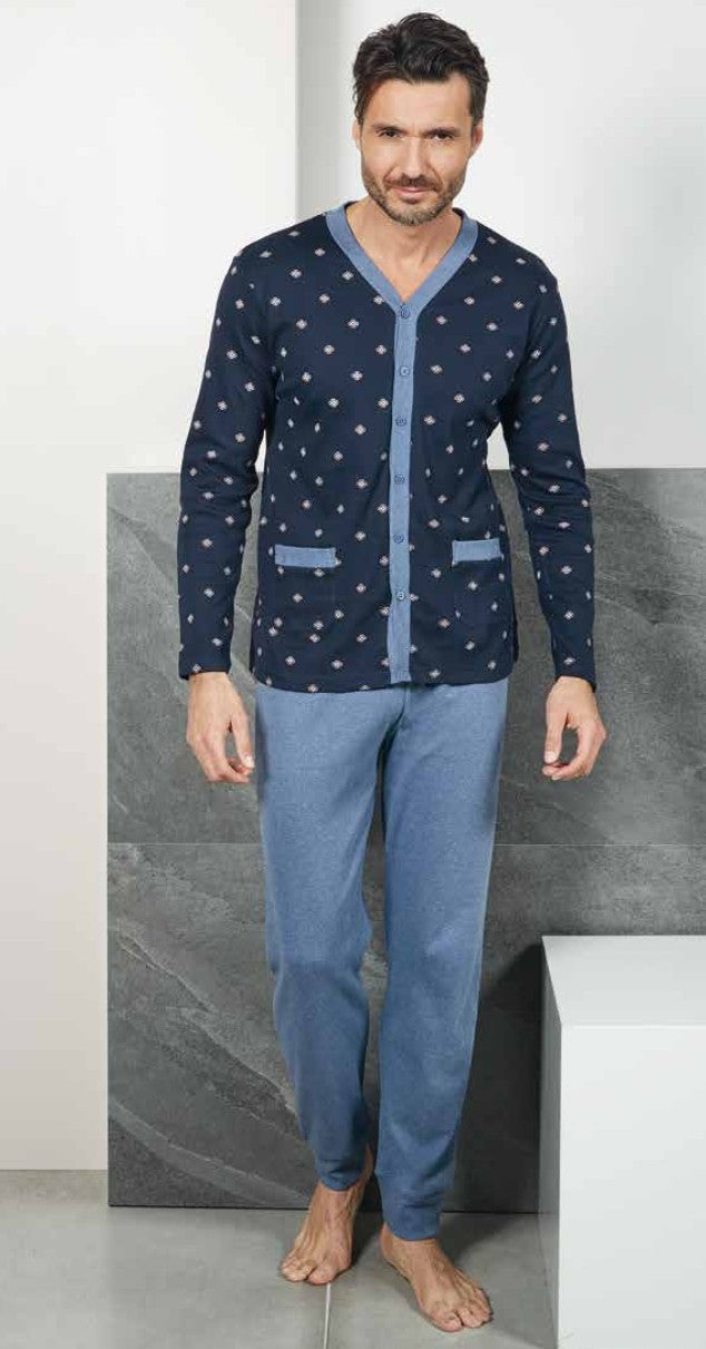 Pigiama uomo aperto caldo cotone Art 9315 Uomo