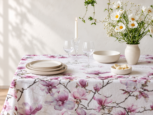 Tovaglia da Tavola Arconate Magnolia TA-PP-03 100% Cotone – Stampa Digitale 140x240 cm 12 Posti