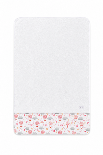 Telo Mare / Telo Bagno Bambino Tessuti d’Amore con Fascia Fantasia Mongolfiere Personalizzabile – 115x80 cm