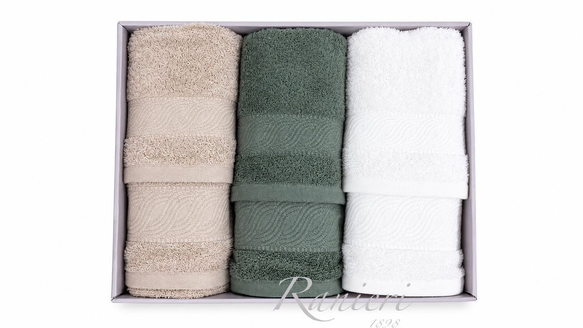 Completo Asciugamani Personalizzabile 3+3 Rebecca Home Art. Loren Onda – 100% Cotone Made in Italy