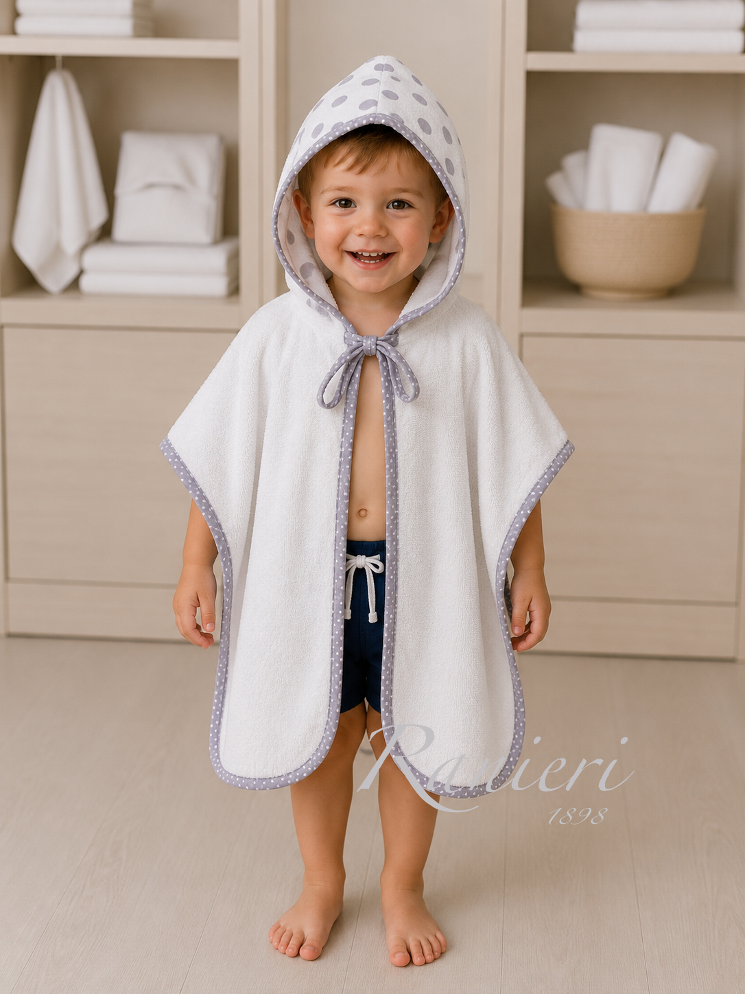Poncho Bambino in Spugna con Cappuccio a Fantasia Personalizzabile – Burgassi