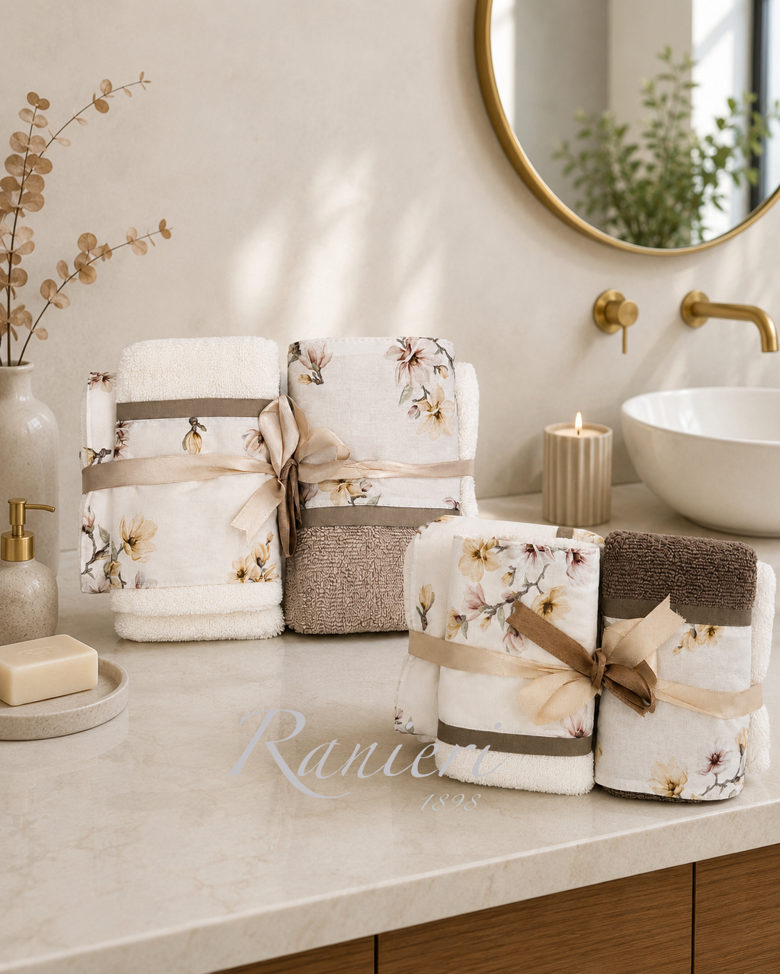 Set Asciugamani 2+2 in Spugna Fantasia Magnolia – Chiara Fedi