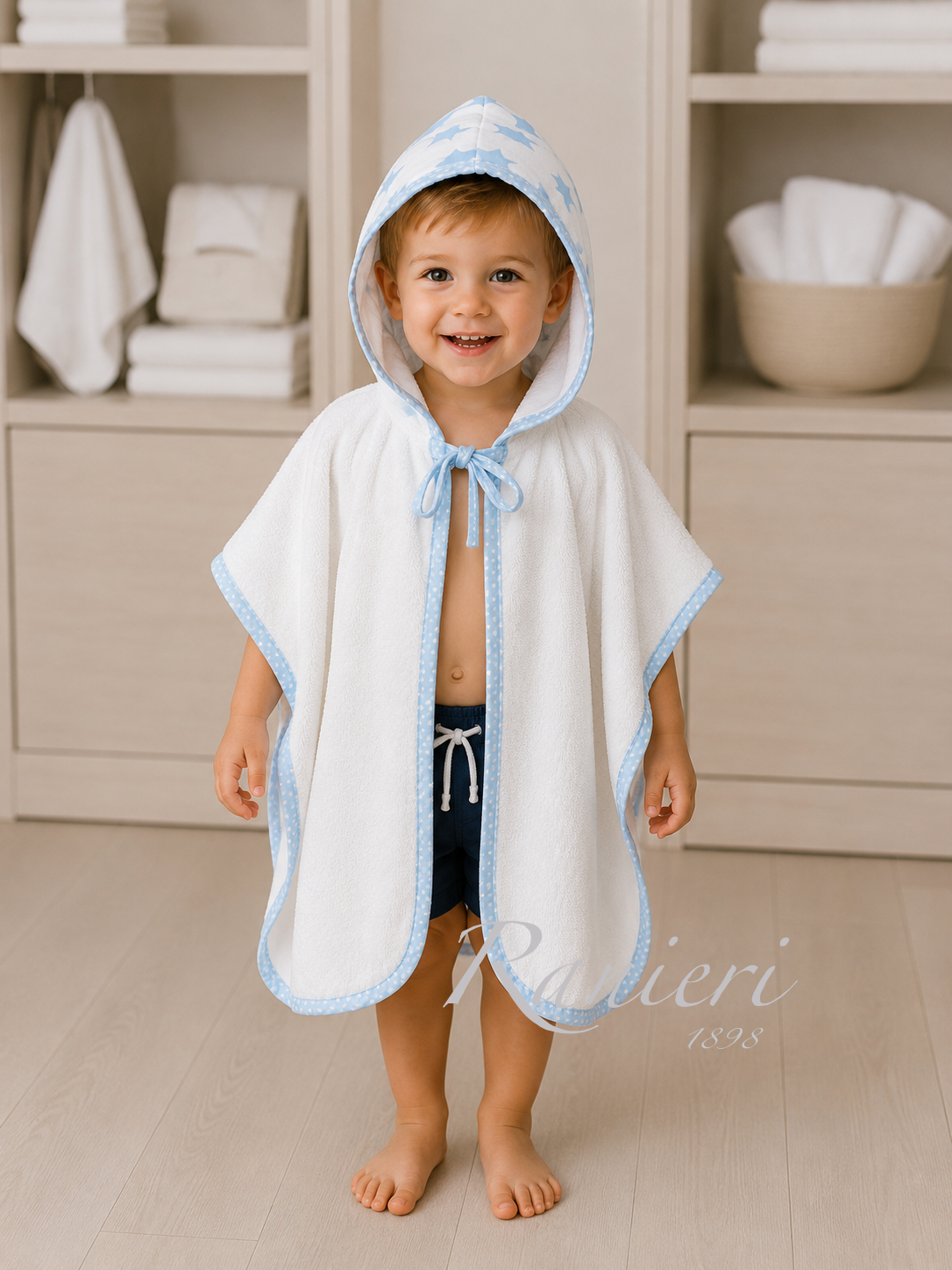 Poncho Bambino in Spugna con Cappuccio a Fantasia Personalizzabile – Burgassi