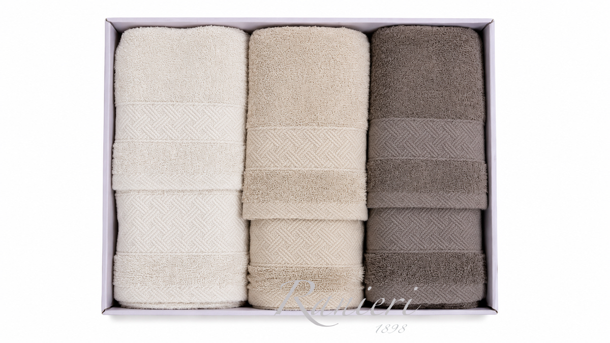 Completo Asciugamani Personalizzabile 3+3 Rebecca Home Art. Loren Treccia – 100% Cotone Made in Italy