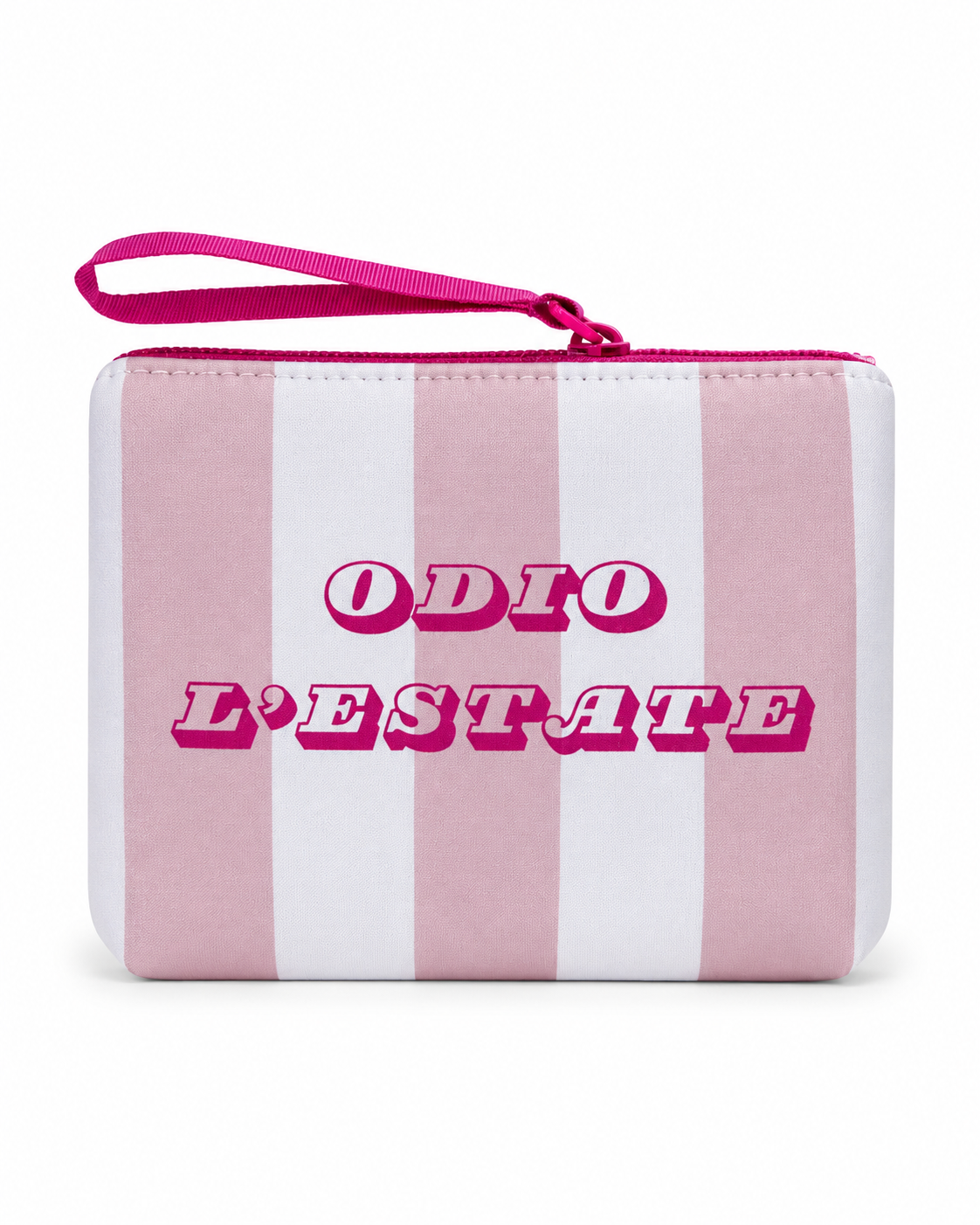 Pochette mare "Odio l'Estate" a righe in scuba “Odio l’Estate” – Spiaggia Urbana – SU-P01