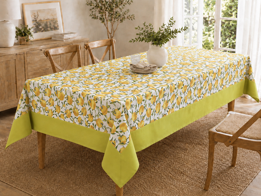Tovaglia da Tavola 260x140 cm  Fantasia Limoni Tessuti d'Amore - 12 Posti