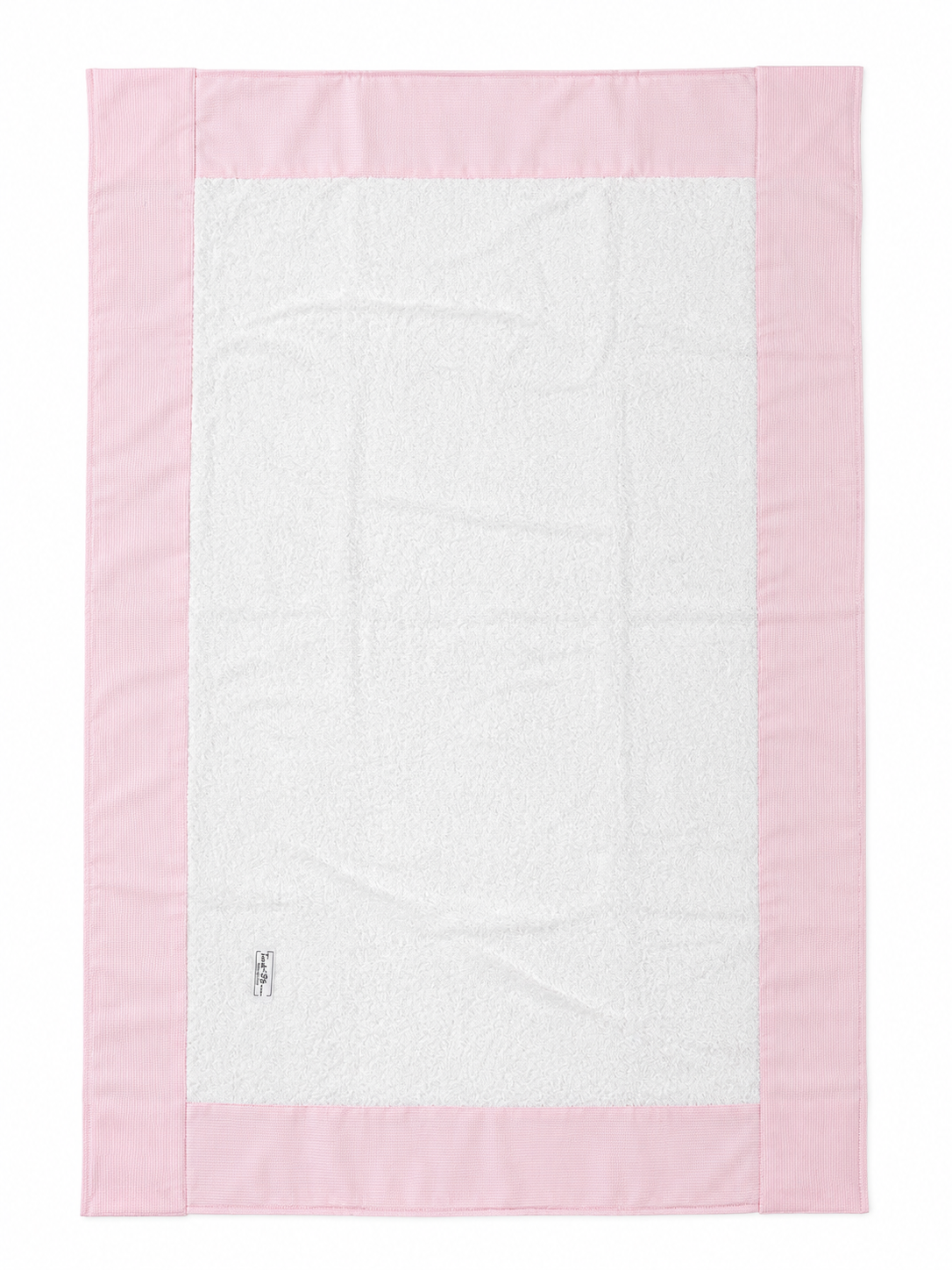 Telo Fasciatoio Tessuti d’Amore con Fascia Rosa a Fantasia 4 Lati Personalizzabile - 100x75 cm
