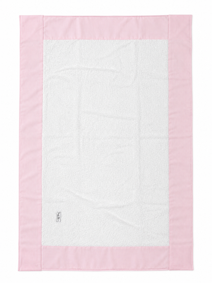 Telo Fasciatoio Tessuti d’Amore con Fascia Rosa a Fantasia 4 Lati Personalizzabile - 100x75 cm
