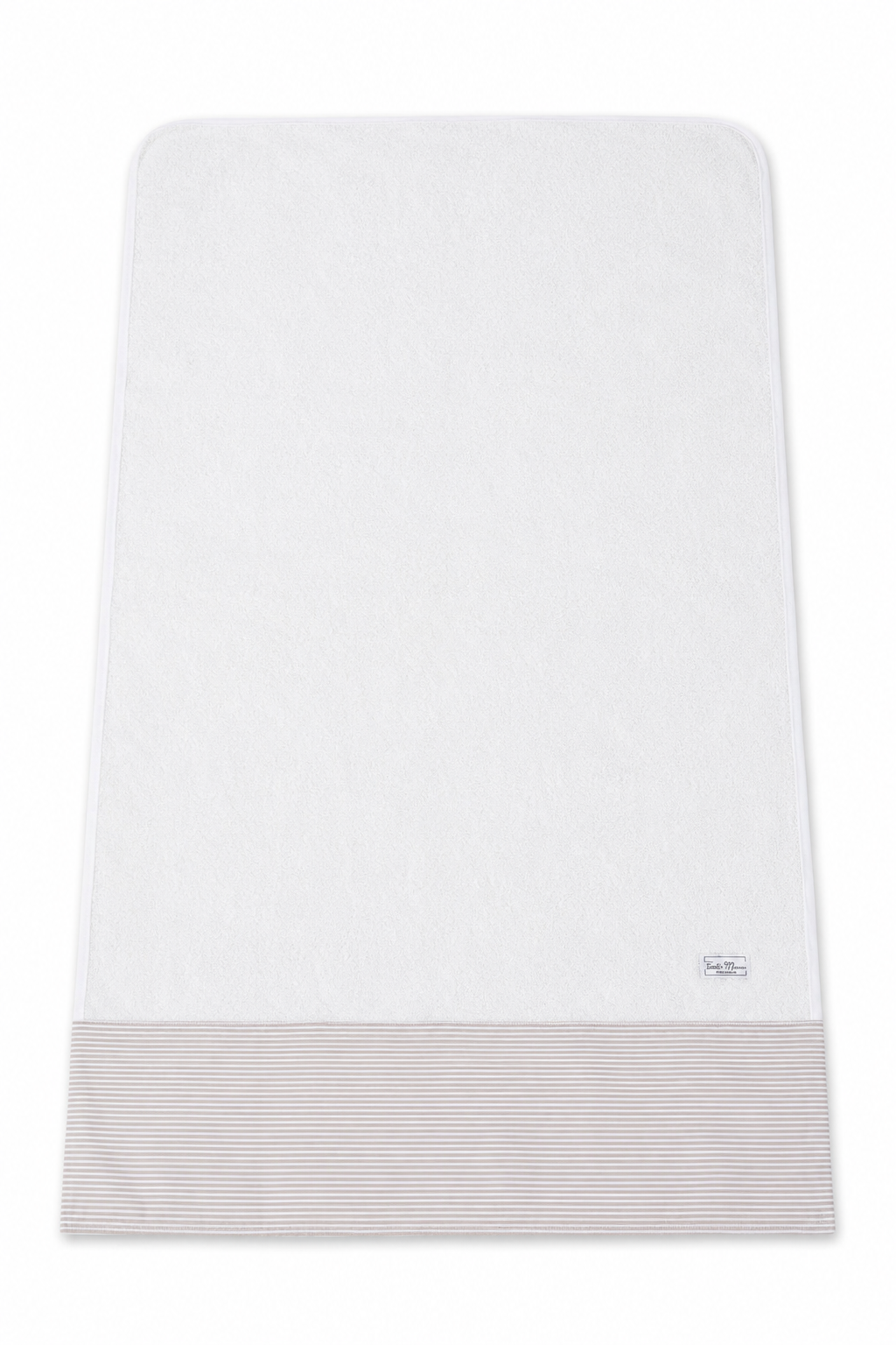 Telo Mare / Telo Bagno Bambino Tessuti d’Amore con Fascia Fantasia Righe Tortora Personalizzabile – 115x80 cm