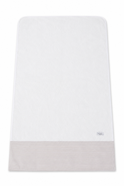 Telo Mare / Telo Bagno Bambino Tessuti d’Amore con Fascia Fantasia Righe Tortora Personalizzabile – 115x80 cm