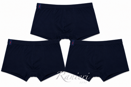 Set 3 Boxer Uomo Blu Dandy Art. 02BU in Cotone Elasticizzato con Elastico Coperto