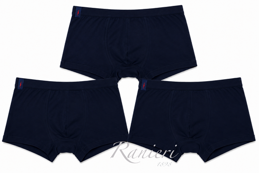 Set 3 Boxer Uomo Blu Dandy Art. 02BU in Cotone Elasticizzato con Elastico Coperto