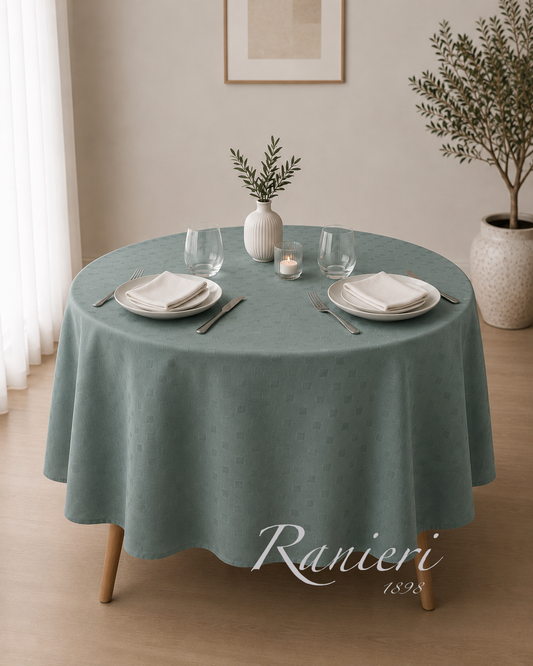 Tovaglia da Tavola Rotonda 8 Posti Ø 180 cm Art. Damina – Maestri Cotonieri – 100% Cotone Made in Italy