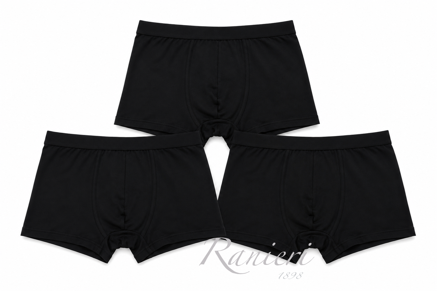 Set 3 Boxer Uomo Neri Dandy Art. 02BU in Cotone Elasticizzato con Elastico Coperto