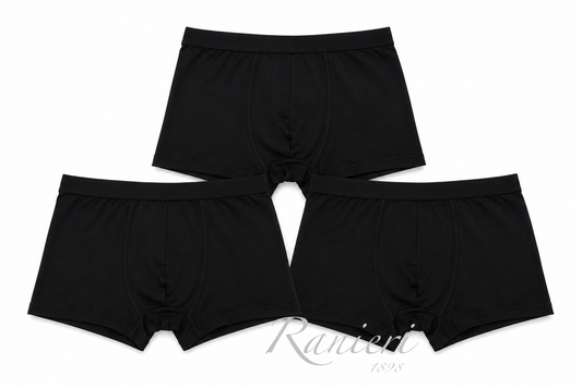 Set 3 Boxer Uomo Neri Dandy Art. 02BU in Cotone Elasticizzato con Elastico Coperto