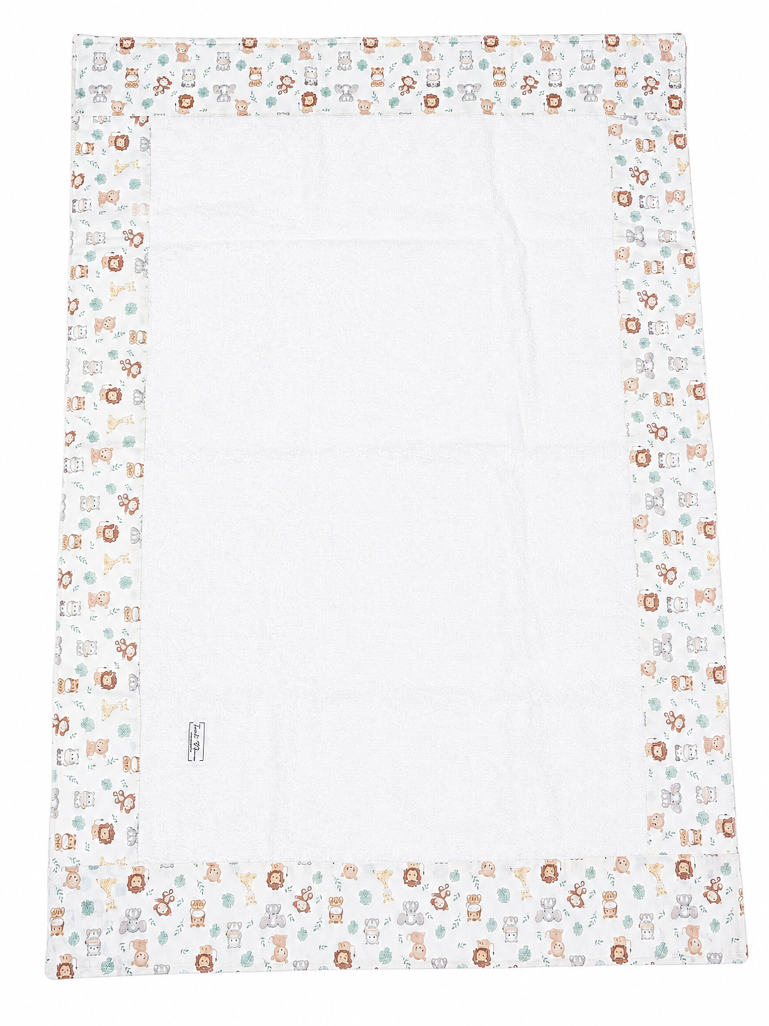 Telo Fasciatoio Tessuti d’Amore con Fascia Fantasia Safari 4 Lati Personalizzabile - 100x75 cm