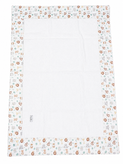 Telo Fasciatoio Tessuti d’Amore con Fascia Fantasia Safari 4 Lati Personalizzabile - 100x75 cm