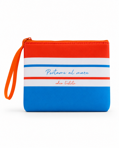 Pochette mare "Odio l'Estate" colorata in scuba con laccetto – Spiaggia Urbana – SU-P02