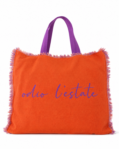 Borsa mare "Odio l'Estate" colorata in cotone con frange – Color Life – CL-B01