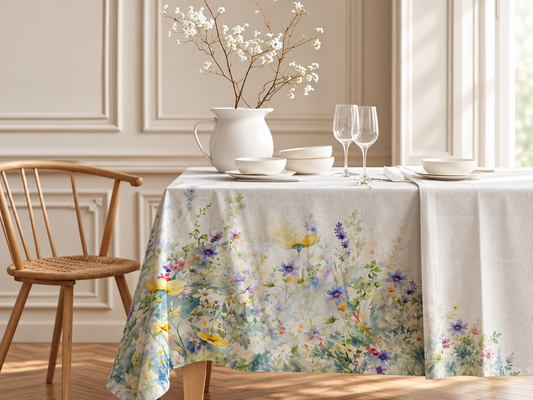 Tovaglia da Tavola Arconate Fiorblugialli TA-PP-01 100% Cotone – Stampa Digitale 140x240 cm 12 Posti