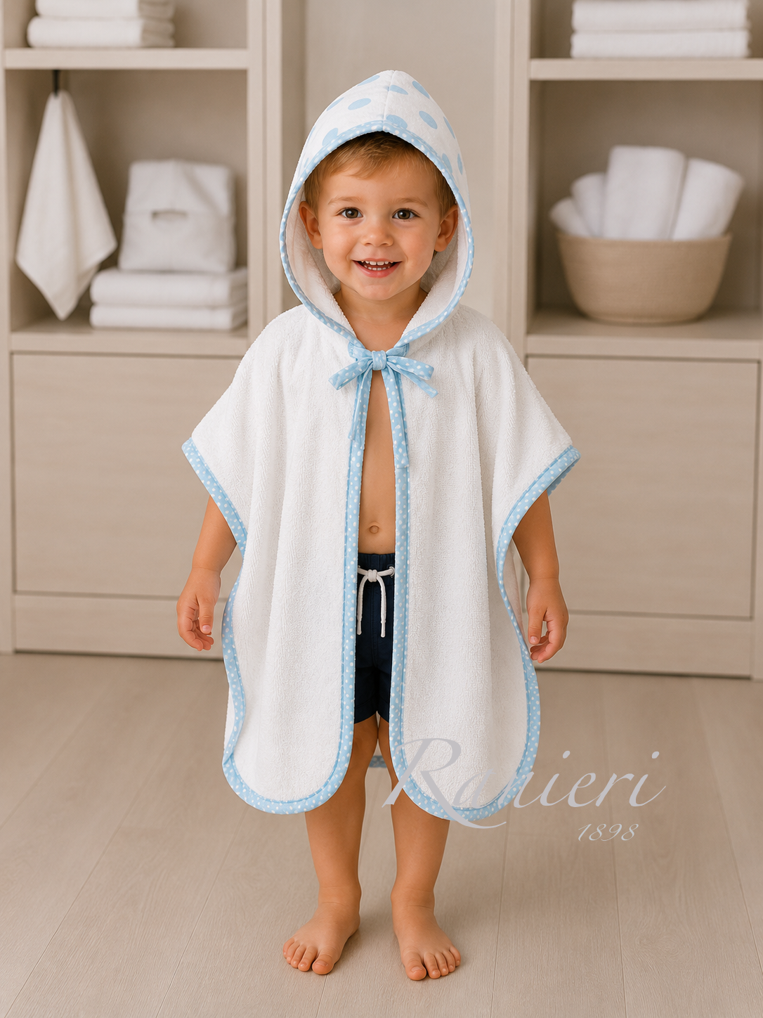 Poncho Bambino in Spugna con Cappuccio a Fantasia Personalizzabile – Burgassi