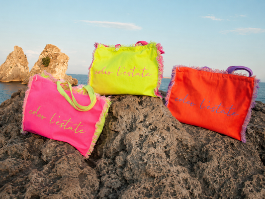 Borsa mare "Odio l'Estate" colorata in cotone con frange – Color Life – CL-B01