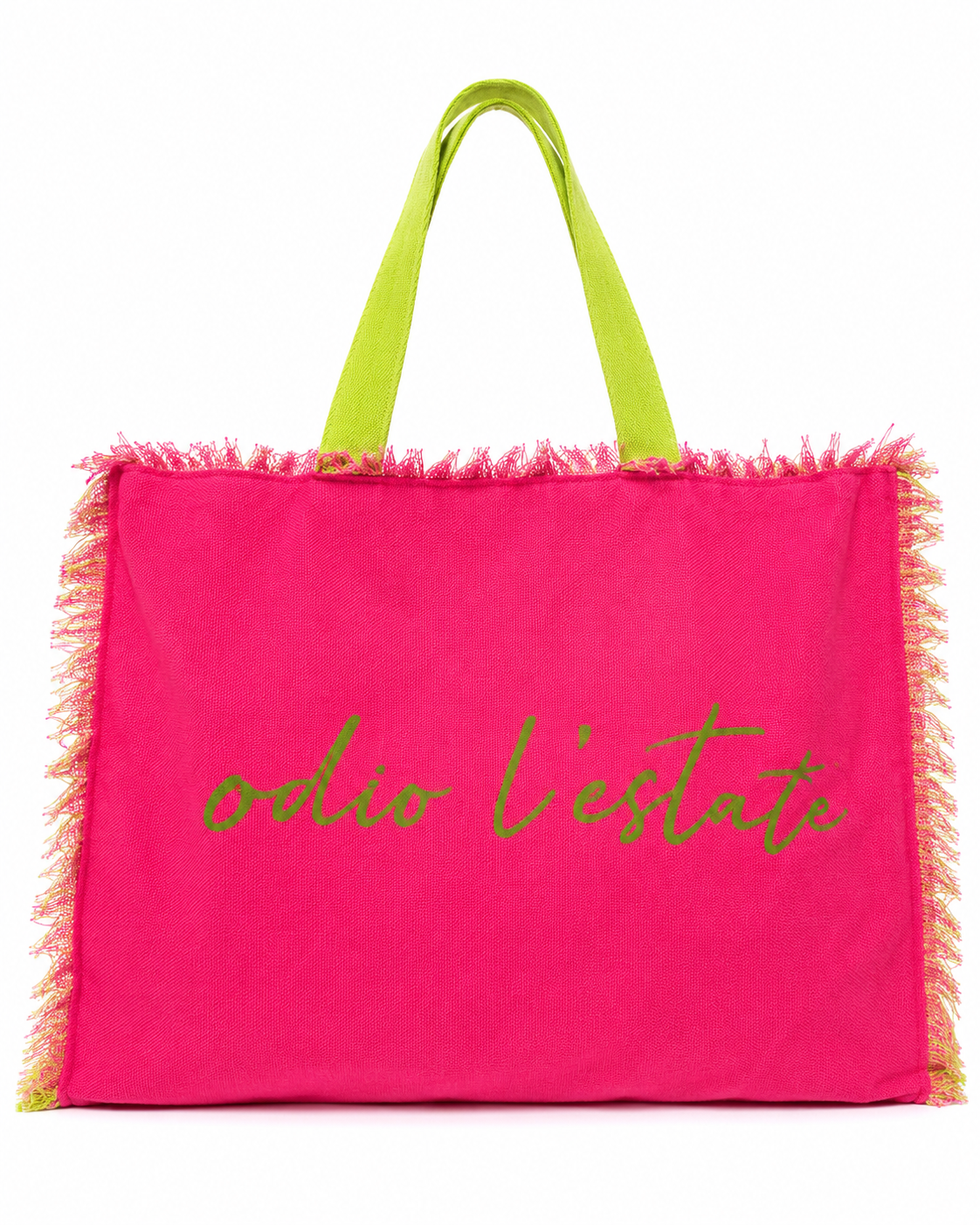 Borsa mare "Odio l'Estate" colorata in cotone con frange – Color Life – CL-B01
