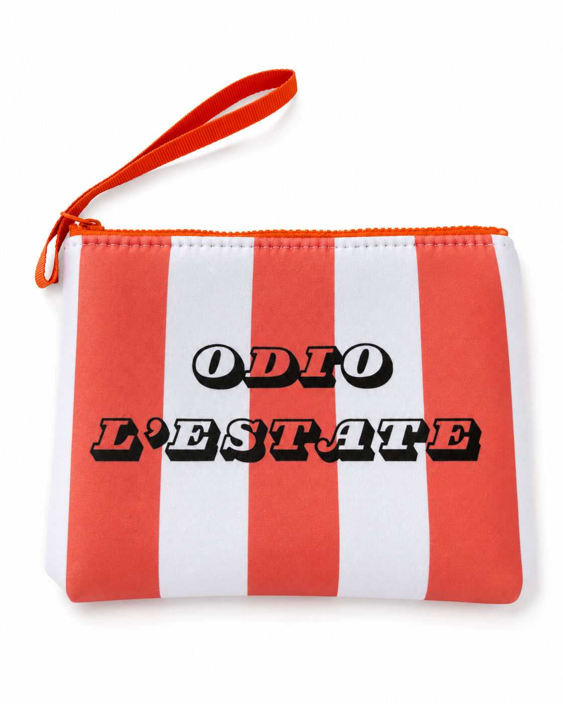 Pochette mare "Odio l'Estate" a righe in scuba “Odio l’Estate” – Spiaggia Urbana – SU-P01