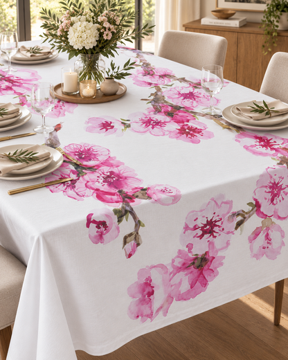 Tovaglia da Tavola 12 Posti Tessuti d’Amore Art. Fiore di Pesco – 100% Cotone 140x280 cm