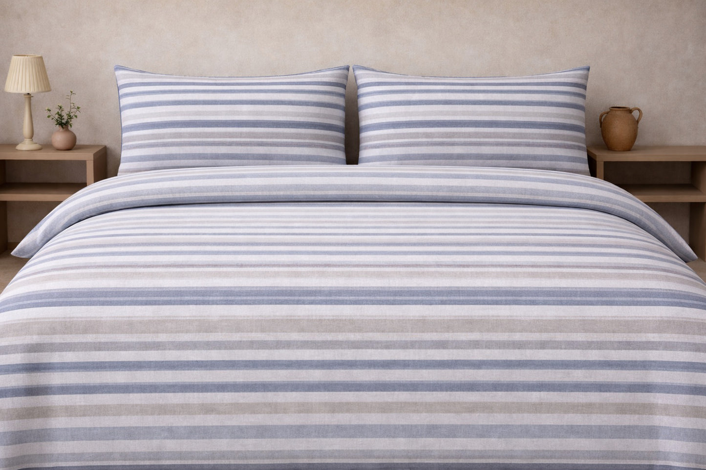 Coppia lenzuola 1 posto E MEZZO cotone art  Righe Lola Rebecca Home