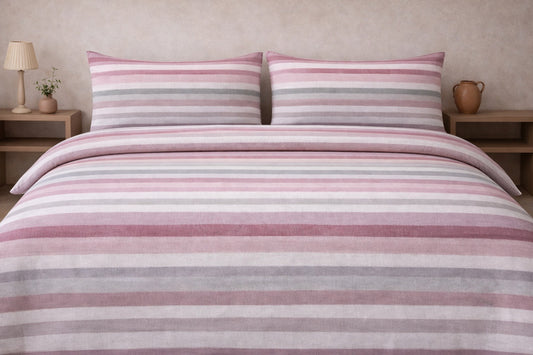 Coppie lenzuola 2 posti Cotone Art Righe Rebecca Home