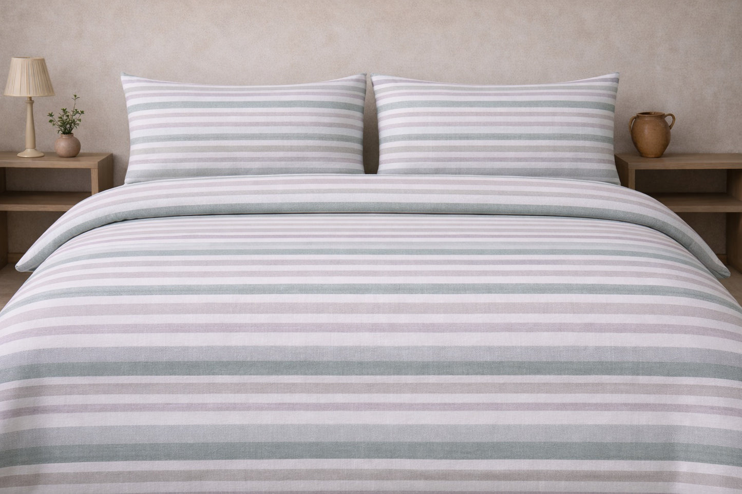 Coppia lenzuola 1 posto E MEZZO cotone art  Righe Lola Rebecca Home