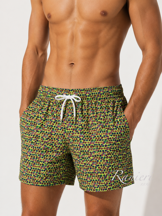 Costume Uomo Dandy Verde Fantasia Pois Multicolor – Mare con Retina Interna