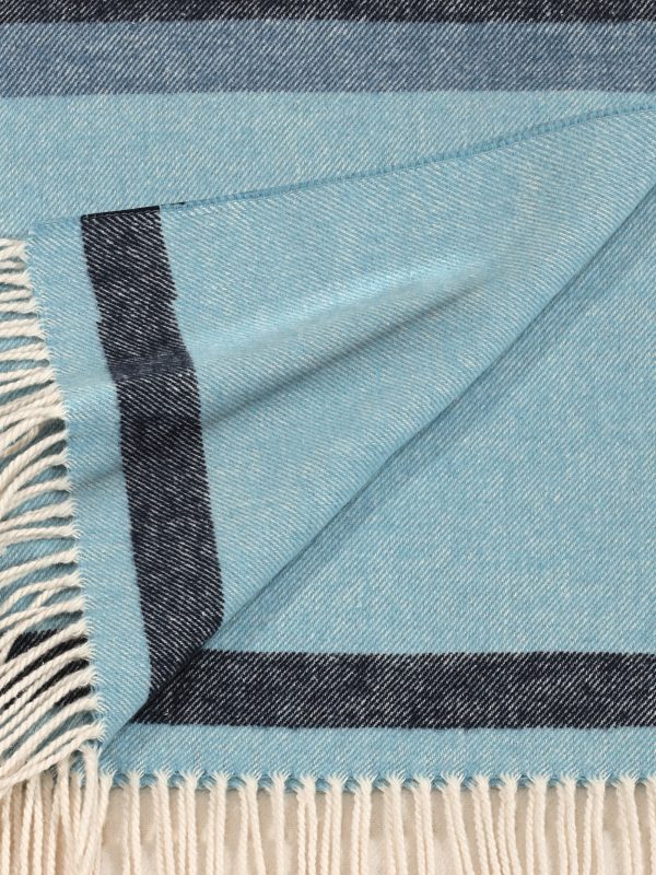 Plaid Coccoy Regel Azzurro a righe con frange