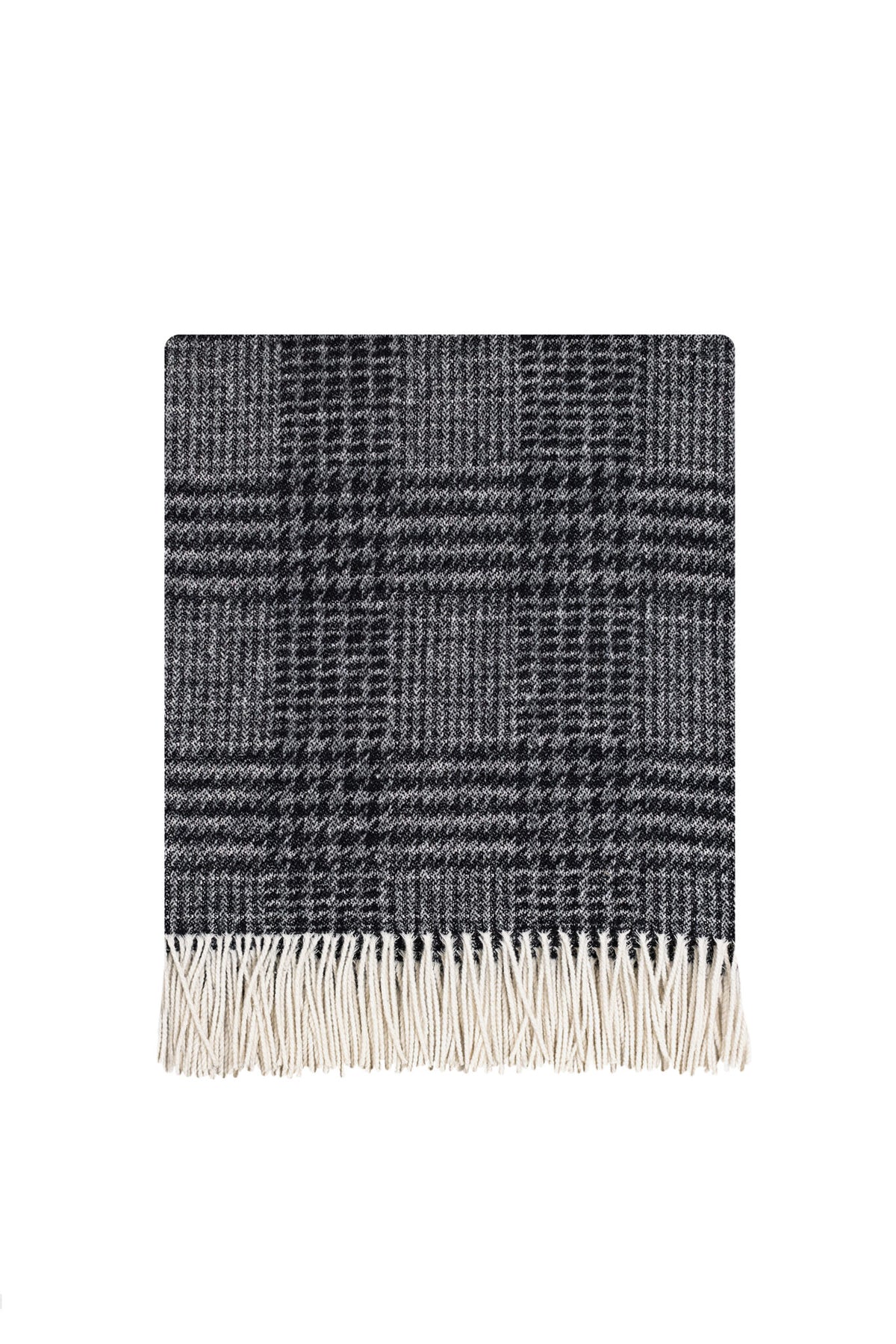 Plaid Coccoy Principe Nero 130x170 fantasia a quadri con frange