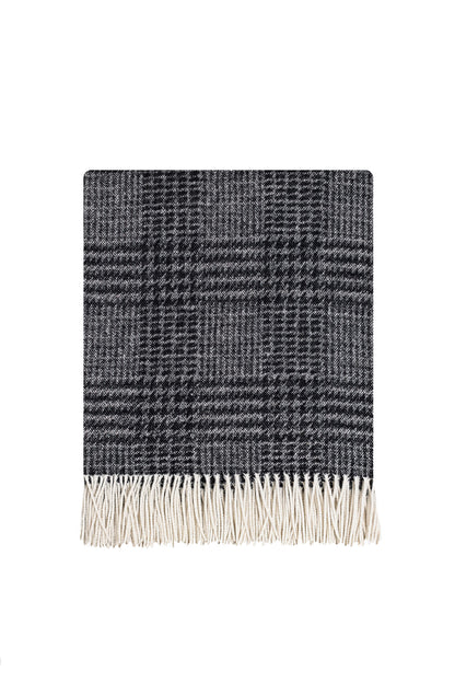 Plaid Coccoy Principe Nero 130x170 fantasia a quadri con frange